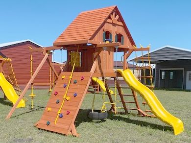 Parrot Island Playcenter XL with Wood Roof and Treehouse Panels
